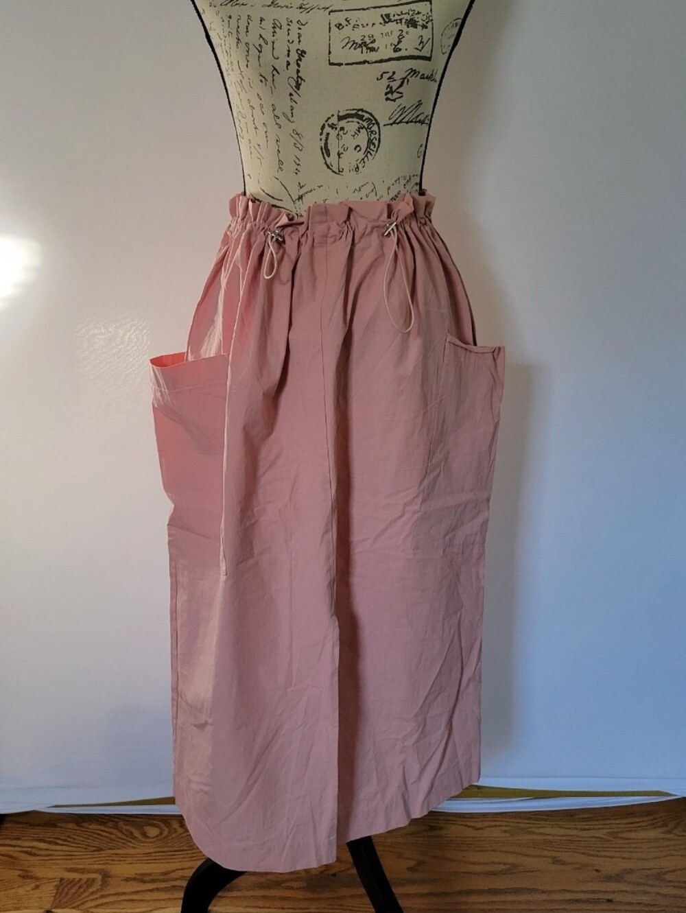 Moon River Blush Pink Drawstring Utility/Cargo Maxi Skirt